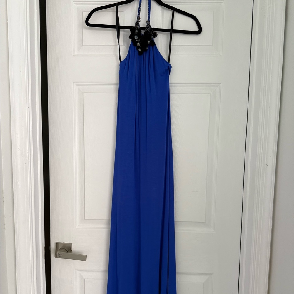 bebe Royal Blue Halter Maxi Dress